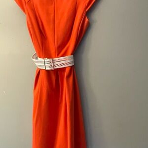 Elegant Orange Dress with Belt